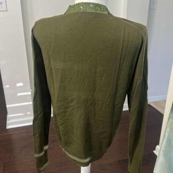 J. Crew Olive Sequin Trim Cardigan Sweater S - Picture 3 of 6